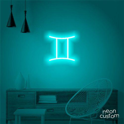 Imagem de luminaria letreiro Neon Led Signo Gêmeos 100x100 luminoso decoração p/ selfie