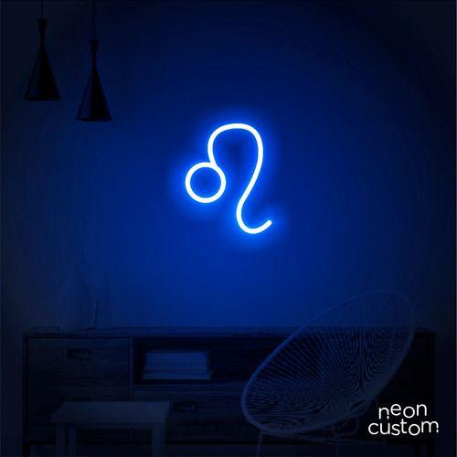 Imagem de luminaria letreiro Neon Led Signo Leão 80x65 luminoso decoração p/ selfie