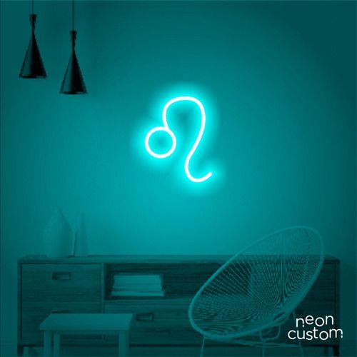 Imagem de luminaria letreiro Neon Led Signo Leão 80x65 luminoso decoração p/ selfie