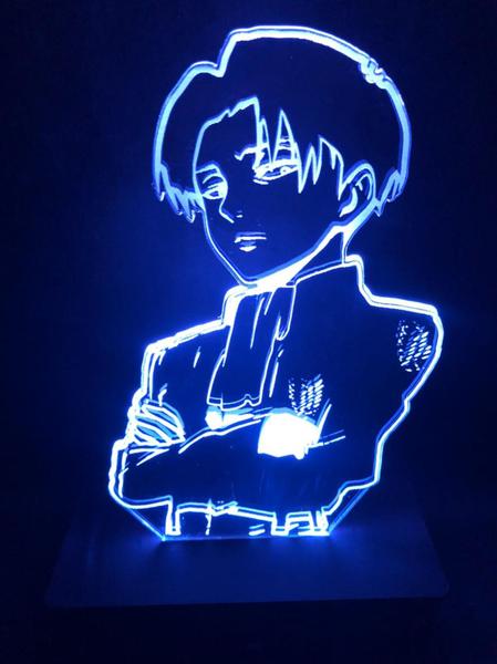 Imagem de Luminária Levi, Attack on Titan, Anime, Decoração, Abajur 16 cores, Geek