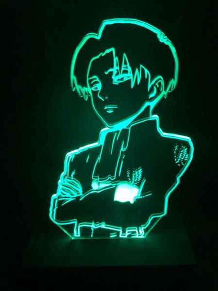 Imagem de Luminária Levi, Attack on Titan, Anime, Decoração, Abajur 16 cores, Geek