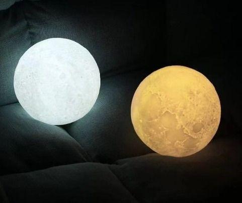 Imagem de Luminária Lua Cheia 14cm 3d Abajur Led  4cores