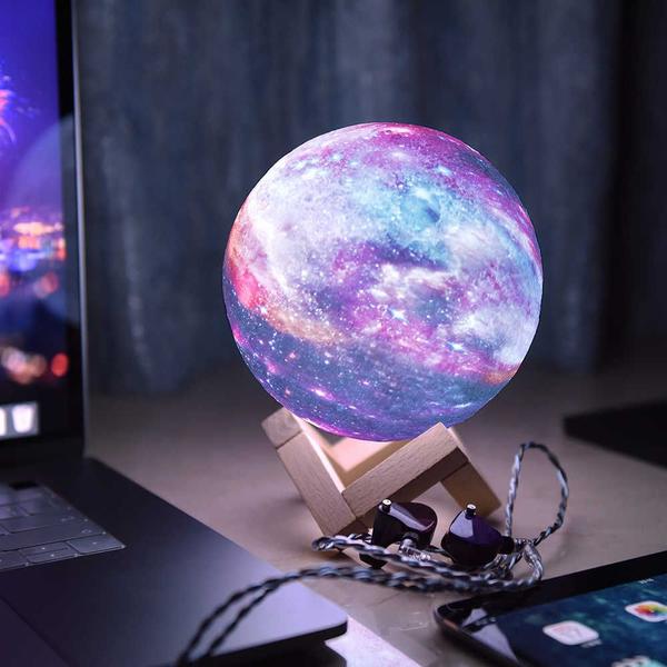 Imagem de Luminária Lua Cheia Planeta 3D Várias Cores LED com Suporte e Cabo