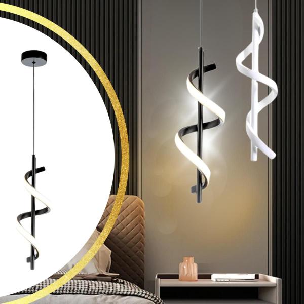 Imagem de Luminária Lustre LED 24 Watts 40cm Pendente Suspenso Espiral Ondulado Teto KJDD-L-014-PAI