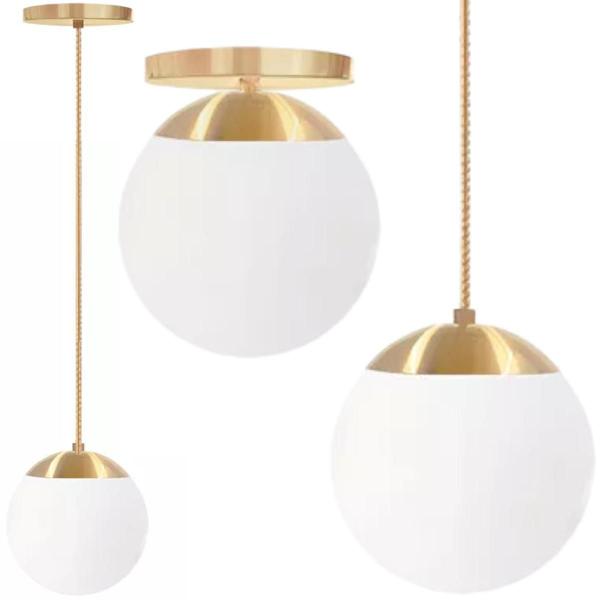 Imagem de Luminária Lustre Pendente 215Cm Jabuticaba Globo Vidro 15Cm