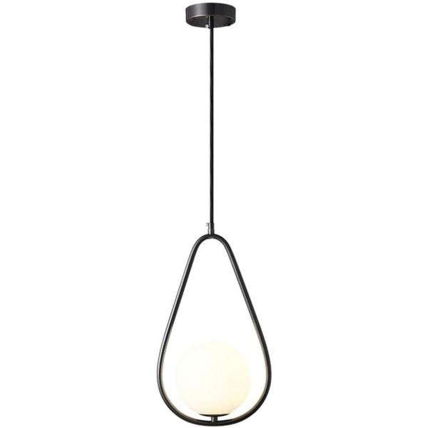 Imagem de Luminária Lustre Pendente 43Cm Jabuticaba Metal Globo Vidro