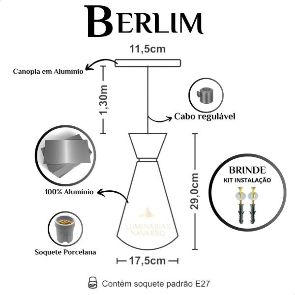 Imagem de Luminária Lustre Pendente Berlim Pequim Dubai Em Alumínio De Teto Preto e Cobre Balcão Bivolt