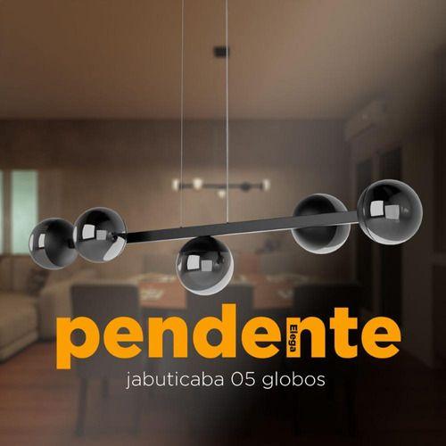 Imagem de Luminaria Lustre Pendente de Teto Jabuticaba Com 5 Globos Vidro Especial Alumínio - Bivolt