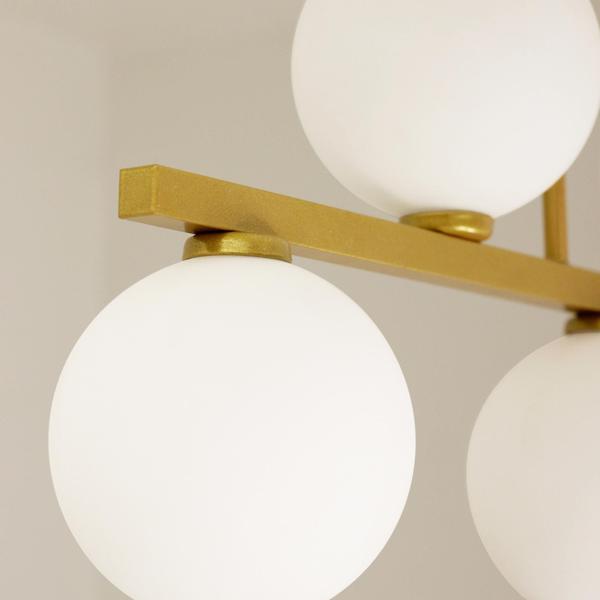 Imagem de Luminária Lustre Pendente Jabuticaba 5 Globos Vidro Dourado