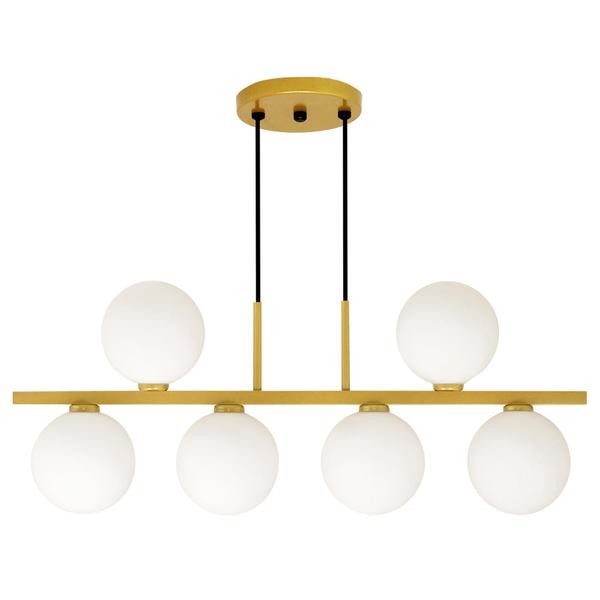 Imagem de Luminária Lustre Pendente Jabuticaba 6 Globos Vidro Dourado