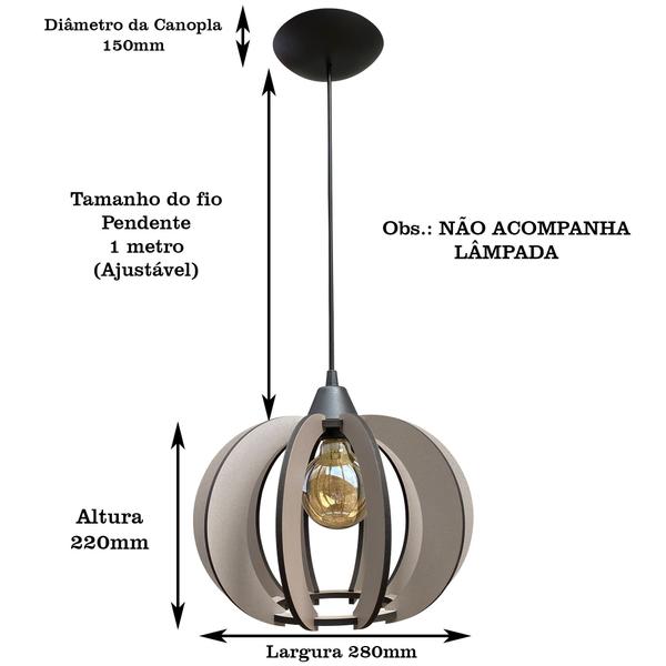 Imagem de Luminária Lustre Pendente Madeira Teto Sala Quarto Cozinha Balcão NY Noite Cinza