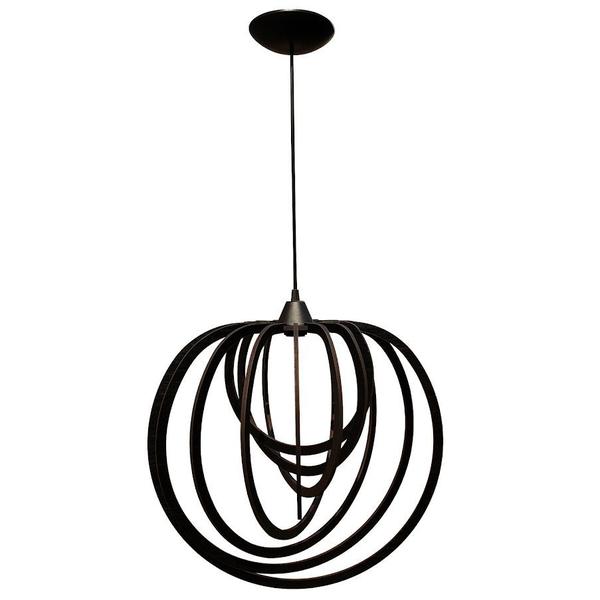 Imagem de Luminária Lustre Pendente Sala Cozinha Mesa Jantar Moderno Circular Grande Preto