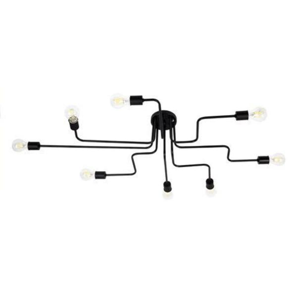 Imagem de Luminária Lustre Pendente Sputnik Moderno Aranha 8 Braços Retrô Preto Sala Quarto Cozinha Área Gourmet INL66