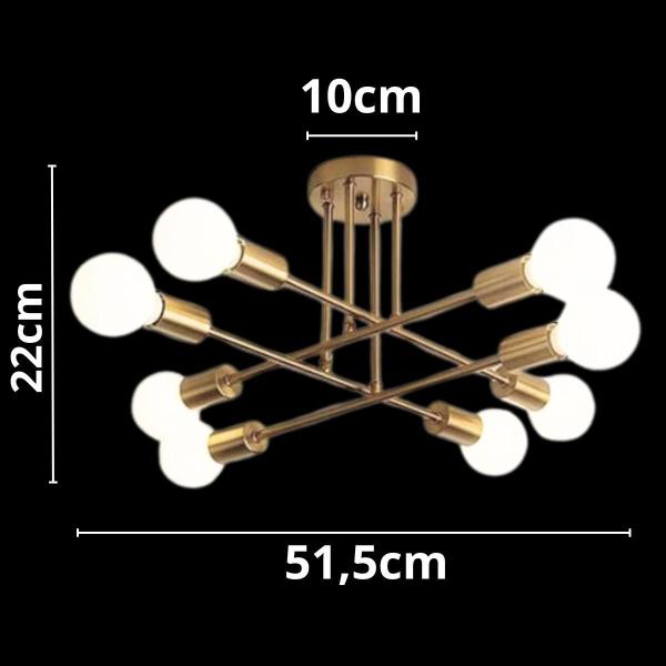 Imagem de Luminária Lustre Sputnik 8 Lâmpadas E27 Teto Plafon 360