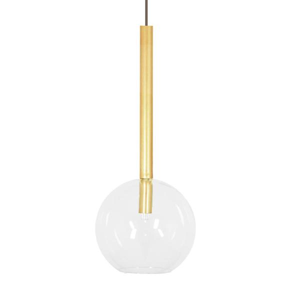 Imagem de Luminária Lustre Teto Pendente Tubo Globo Vidro 20Cm Dourado