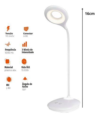 Luminária Mesa 14 Led Articulável Pilha E Usb Touch Portátil - Dx Imagem de Luminária Mesa 14 Led Articulável Pilha E Usb Touch Portátil