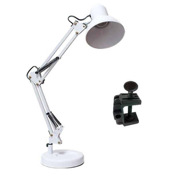 Imagem de Luminária Mesa 2x1 Metal Abajur Lâmpada Articulável Base Garra Flex MT-811c