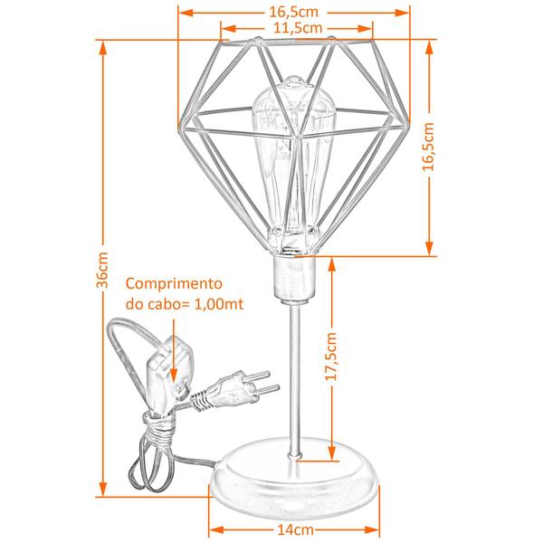 Imagem de Luminária Mesa Abajur Clássico Aramado Diamante Preto P/LED