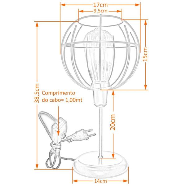 Imagem de Luminária Mesa Abajur Clássico Aramado Spider P/LED