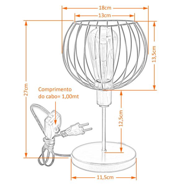 Imagem de Luminária Mesa Abajur Mini Aramado Tangerine Cobre P/Décor