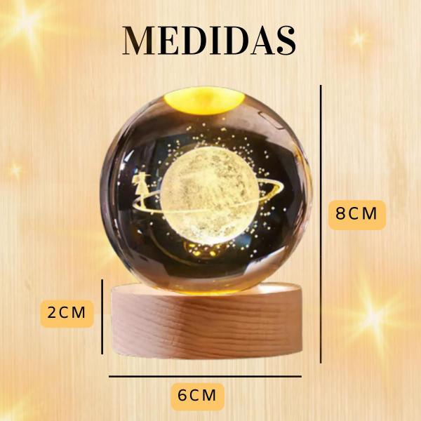 Imagem de Luminária Mesa Decorativa Vidro Globo Bola de Cristal 3D Quarto Cabo USB