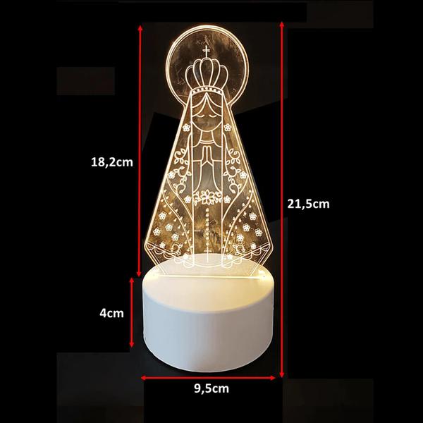 Imagem de Luminária  Mesa Led 3d Decorativo Nossa Senhora Aparecida Botão Liga/Desliga EB60913