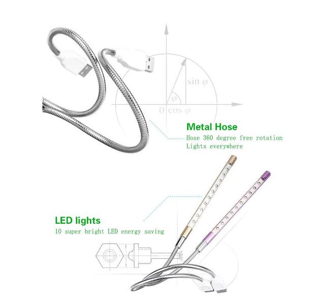 Imagem de Luminária Mini De Mesa Flexível Usb De Metal