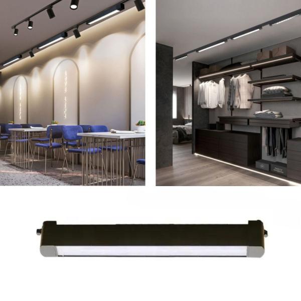 Luminária Módulo Led (Preta) Com Luz Foco Direcionável Difusa Linear 20W De 33Cm Para Trilho Eletrificado - CBC Imagem de Luminária Módulo Led (Preta) Com Luz Foco Direcionável Difusa Linear 20W De 33Cm Para Trilho Eletrificado