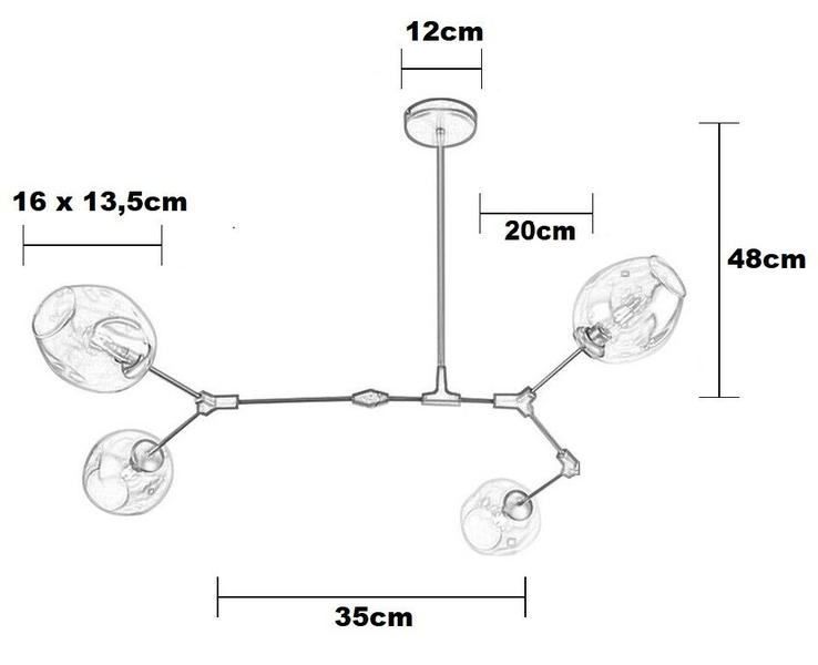 Imagem de Luminária Molecular Molécula DNA 4 Globos Teto Articulada Pendente Lustre JZDW-4