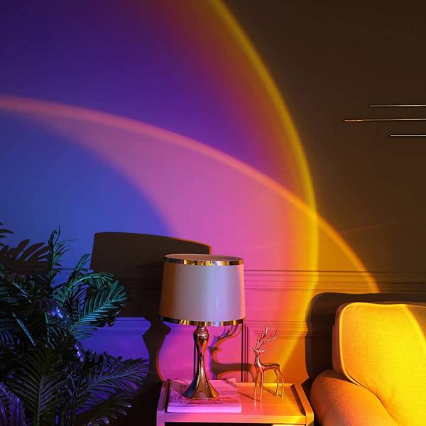 Imagem de Luminária Noturna Projetor LED Sunset Rainbow Sunset Red Sun Fotos Instagram Quarto