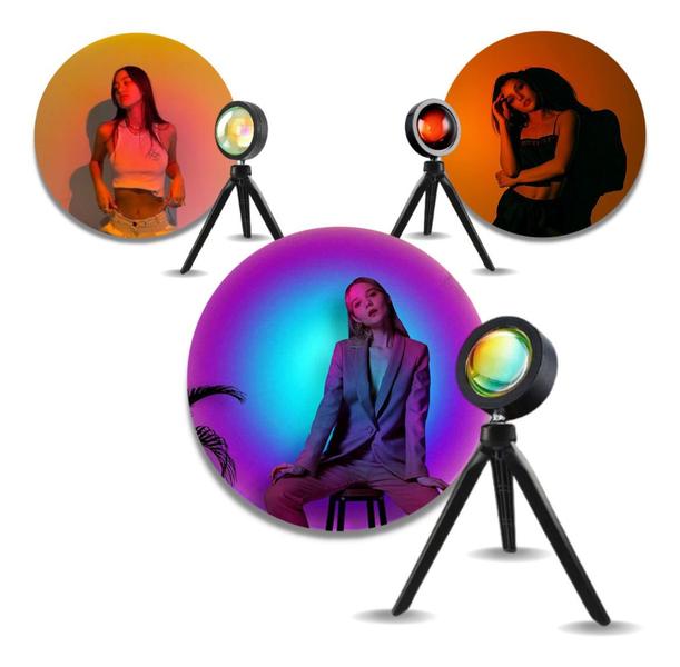 Luminária Noturna Projetor LED Sunset Rainbow Sunset Red Sun Fotos Instagram Quarto - Athlanta Imagem de Luminária Noturna Projetor LED Sunset Rainbow Sunset Red Sun Fotos Instagram Quarto