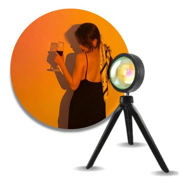 Luminária Noturna Projetor LED Sunset Rainbow Sunset Red Sun Fotos Instagram Quarto - Athlanta Imagem de Luminária Noturna Projetor LED Sunset Rainbow Sunset Red Sun Fotos Instagram Quarto