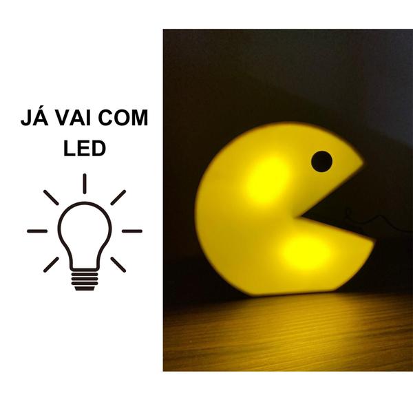 Imagem de Luminária Pacman Gamers Geek Led Abajur De Mesa Decorativo