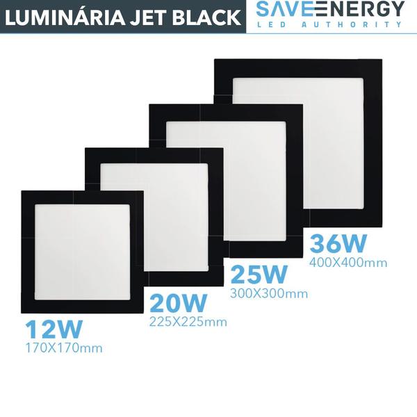 Imagem de Luminária Painel Plafon Led Embutir 30x30 25w 3000k Jet Black Save Energy