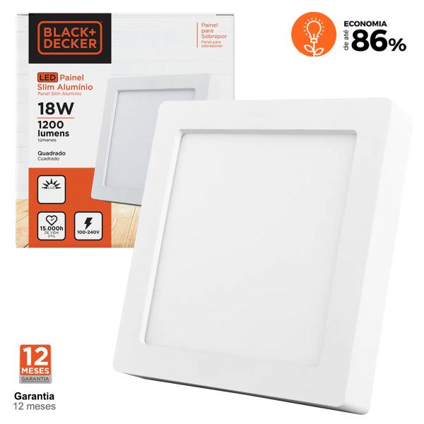 Imagem de Luminária Painel Plafon Led Sobrepor 18w 3000k Black+Decker