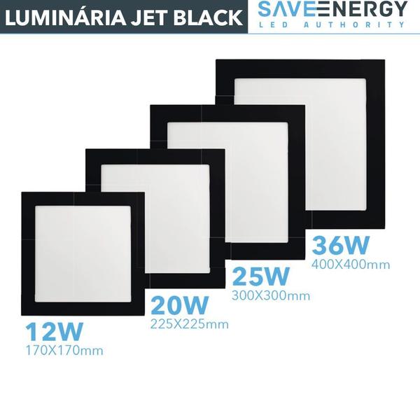 Imagem de Luminária Painel Plafon Led Sobrepor 22x22 20w 4000k Jet Black Save Energy