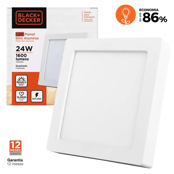 Imagem de Luminária Painel Plafon Led Sobrepor 24w 3000k Black+Decker