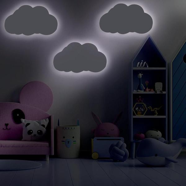 Imagem de Luminária Para Quarto Infantil Nuvem Kit Com 3 Branca Divaloto