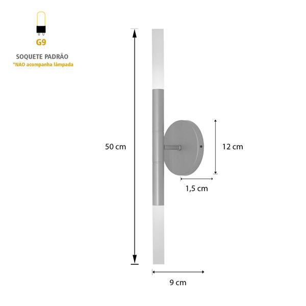Imagem de Luminária Parede Arandela Tubo 2 Difusores Cabeceira Preto