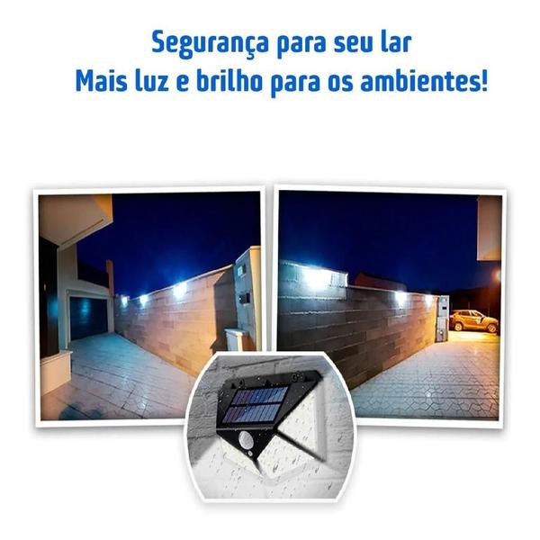 Imagem de Luminária Parede Solar 100 Led Bateria Luz Balizador Externo