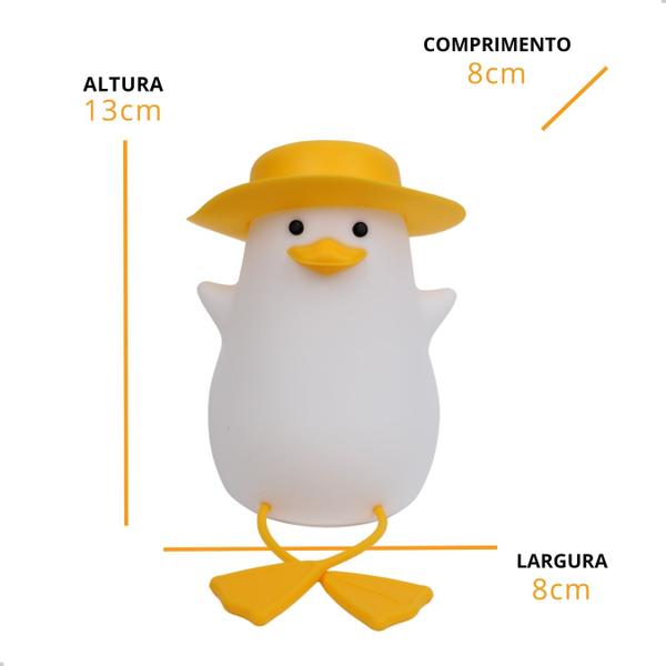 Imagem de Luminária Pato De Chapéu Led Recarregável Silicone Infantil