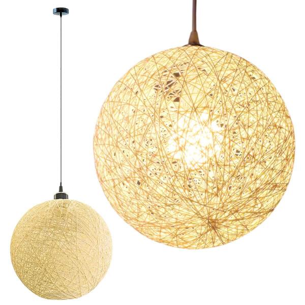 Imagem de Luminária Pendente 30Cm Globo Rattan Natural Lustre Teto