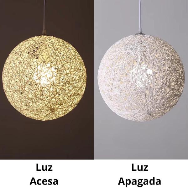 Imagem de Luminária Pendente 30cm Globo Rattan Natural Lustre Teto KJDD-E-109-GOLD