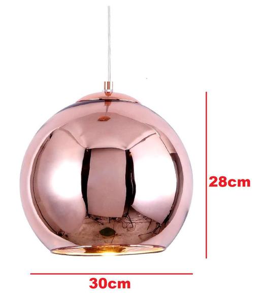 Imagem de Luminária Pendente 35Cm Globo Bola Dixon Rose Gold Gimpo