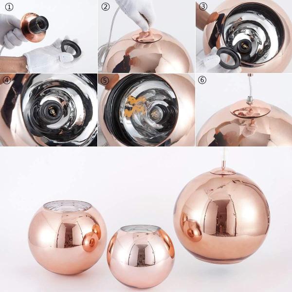 Imagem de Luminária Pendente 35Cm Globo Bola Dixon Rose Gold Gimpo