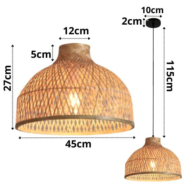 Imagem de Luminária Pendente 45cm Lustre Teto Bambu Natural Gimpo KJDD-E-648-45CM