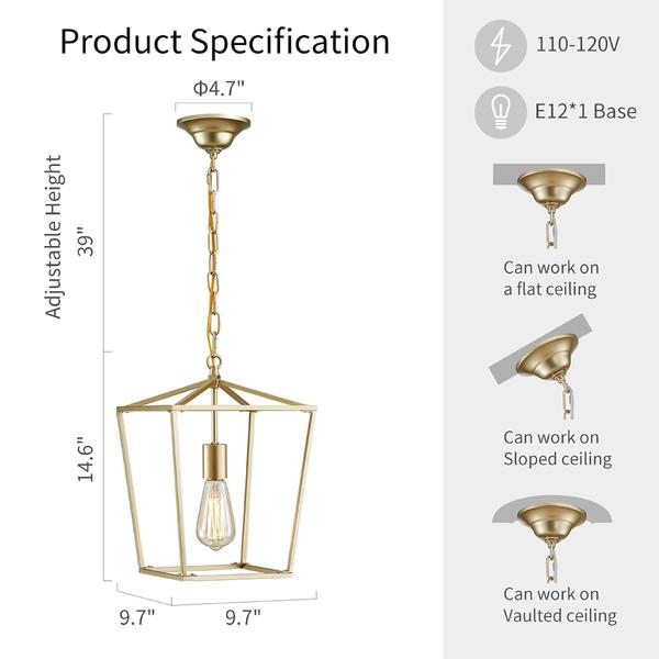 Imagem de Luminária pendente ANJIADENGSHI Lantern Iron Cage Gold Chandelier