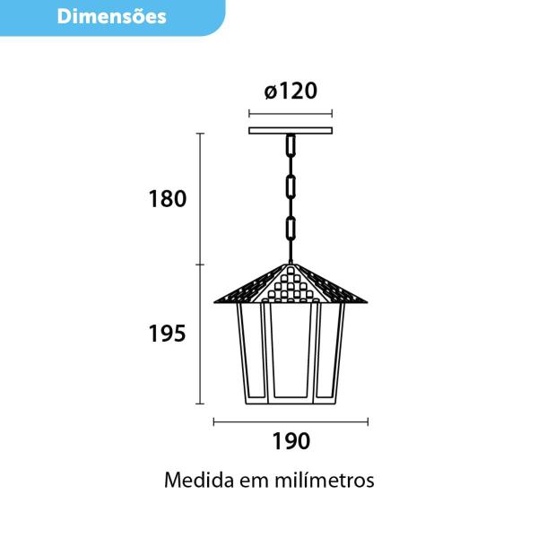 Imagem de Luminária Pendente Colonial Rústico Sextavado Externo Rústico Teto Preto Blumenau