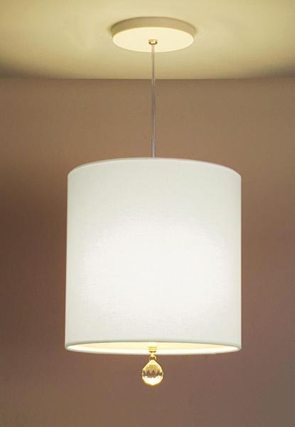 Imagem de Luminária Pendente Com Cristal Cúpula Branco 25x25 1E27