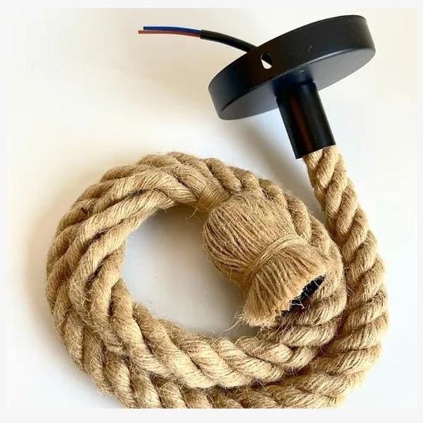 Luminária Pendente Corda com Lâmpada Retro Rústicos Designer - CTB / Similar Imagem de Luminária Pendente Corda com Lâmpada Retro Rústicos Designer